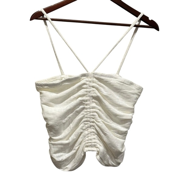 Pilcro Anthropologie Womens NWT Cream Ruched Ribbed Halter Size Medium - Picture 1 of 7